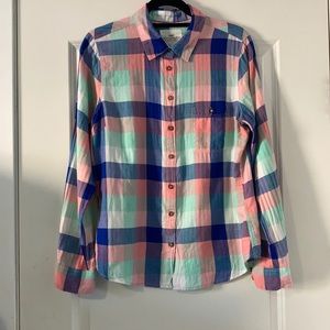 Plaid button-up shirt